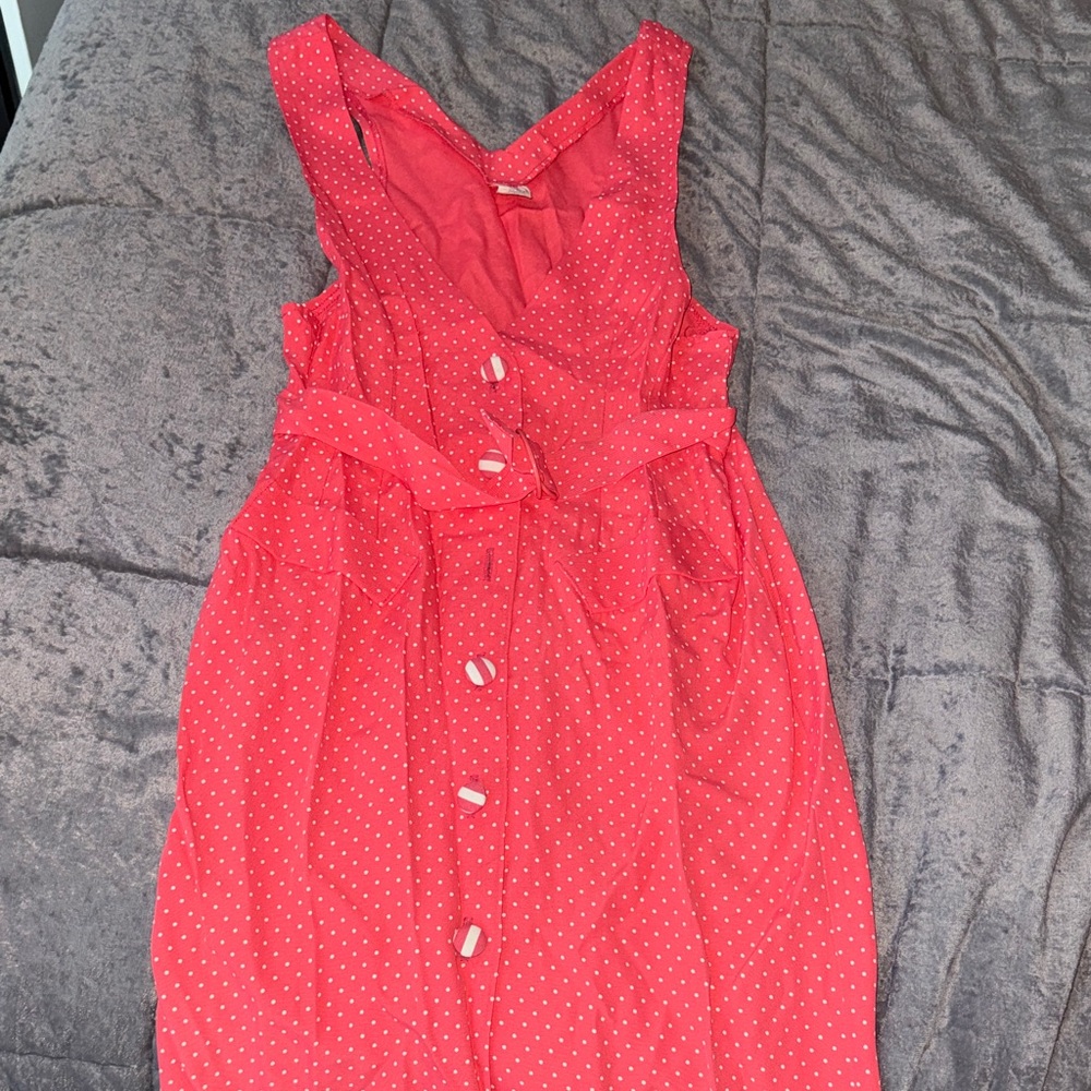Red Polka Dot Sleeveless Dress